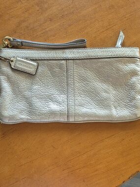 Coach Metallic Leather Wristlet in Gold-Tone